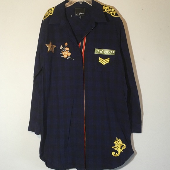 Sam Edelman Dresses & Skirts - Sam Edelman Plaid Flannel Dress Military Sequin